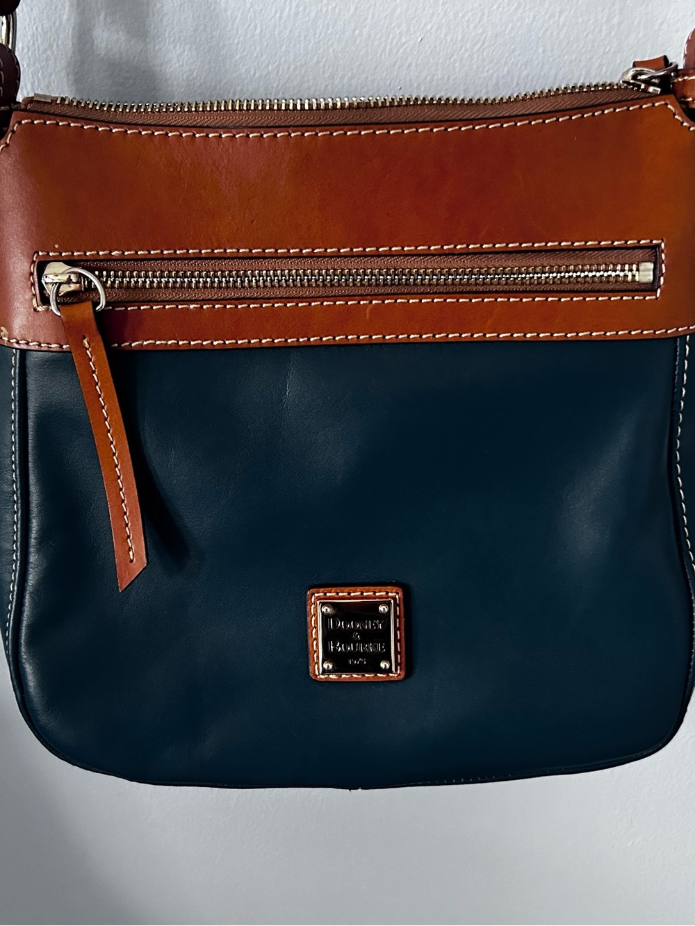 Dooney & Bourke TEAL & TAN Leather Messenger
